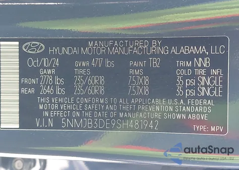 2025 Hyundai Tucson Sel from USA, damaged, VIN 5NMJB3DE9SH481942
